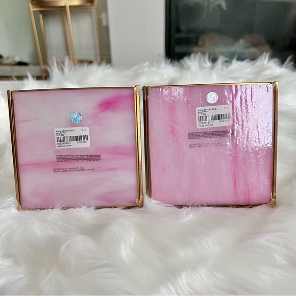 NEW! Set of 2 Glass Pyramid Pink Gold Jewelry Storage Organizer Home Decor - Picture 7 of 9